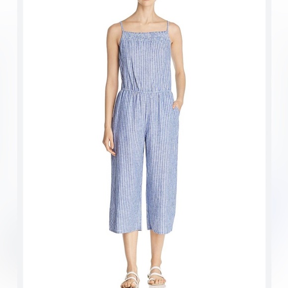beachlunchlounge Lennon Tie Waist Linen Cotton Jumpsuit Size L - Picture 1 of 7